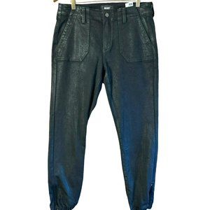 Paige Women's Black Wax Mayslie Jogger Jeans Size 29 Zipper Ankle NWOT